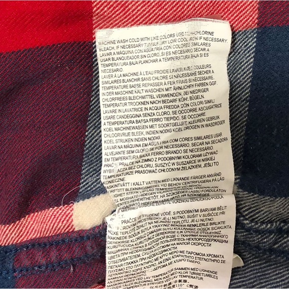 Vans Men's Box Flannel T Shirt, red, blue, white, size L, square pattern, cotton - Picture 8 of 8